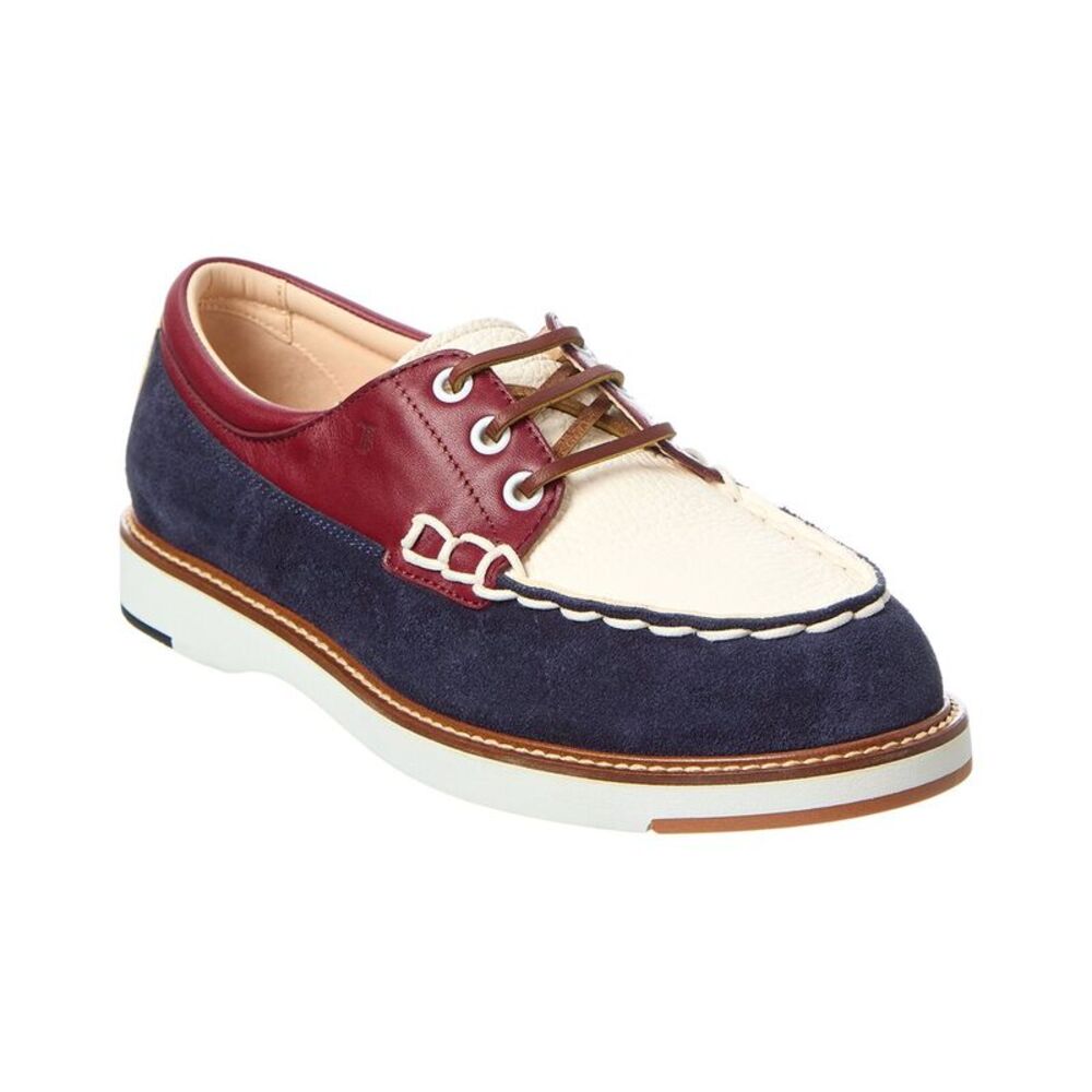 Tod’S Leather & Suede Boat Shoe, White